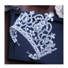 (Silver Diamond Crown) Zestaw koron metalowych męskich akcesoriów do włosów w kształcie królowej, unisex, korona księcia