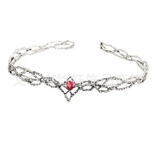 (Antique Silver Red Diamond) Hobbit Elf King Thranduil Złota Duża Okrągła Korona z Diamentami
