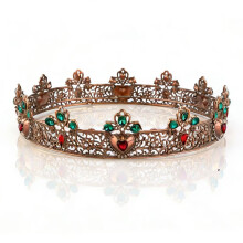 (Ancient Red Copper-Color) Crown Rock King Queen sinklegering perlehodeplagg til bankettballfest