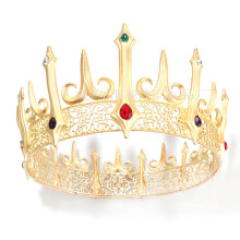 (European and American Color Diamond Crown Gold) Corona in metallo da uomo, accessorio per capelli da regina, copricapo unisex, set corona da principe
