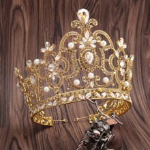 (Golden Champagne Crown) Krone Metall Menn Dronning Hårtilbehør Hodeplagg Unisex Prins Krone Sett