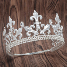(Adjustable Satellite Silver) Crown Metal Men Queen Hair Accessory Headpiece Unisex Prince Crown Set
