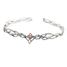 (Antique Silver Pink Champagne) Hobbit Elf King Thranduil Złota Duża Okrągła Korona z Diamentami