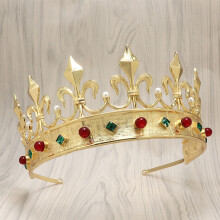 (Colorful Diamond Sharp Spear) Zestaw koron metalowych męskich akcesoriów do włosów w kształcie królowej, unisex, korona księcia