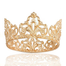 (Peacock Feather Golden Crown) Zestaw koron metalowych męskich akcesoriów do włosów w kształcie królowej, unisex, korona księcia