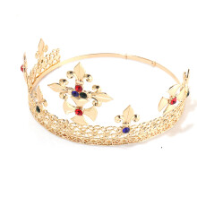 (Adjustable Colorful Diamond) Zestaw koron metalowych męskich akcesoriów do włosów w kształcie królowej, unisex, korona księcia