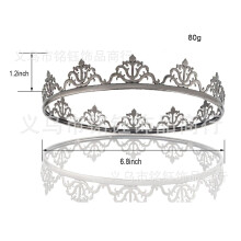 (Black Men's Crown) Zestaw koron metalowych męskich akcesoriów do włosów w kształcie królowej, unisex, korona księcia