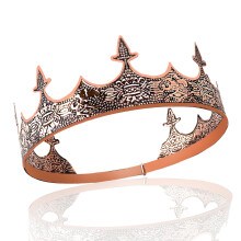 (Ancient Red Copper) Męskie nakrycie głowy w stylu vintage z koroną królewską i koroną dworską księcia na występ w konkursie piękności
