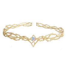 (Golden AB Diamond) Hobbit Elf King Thranduil Złota Duża Okrągła Korona z Diamentami