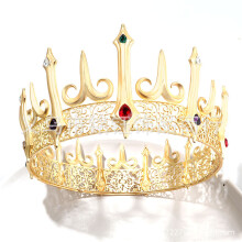 (Golden Crown) Gotisk legering unisex krone fargerik diamant prins hodeplagg