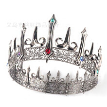 (Black Crown) Gotycki stop unisex korona kolorowy diamentowy stroik księcia