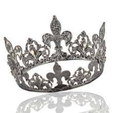 (Gun Black Champagne Diamond M012) American Royal Wedding Bride Gold Alloy Unisex Round Crown Hair Accessory Unique Halloween Party Hairpiece