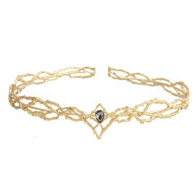 (Golden Black Diamond) Hobbit Elf King Thranduil Złota Duża Okrągła Korona z Diamentami