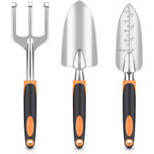 (Orange) 3-teiliges Gartenwerkzeugset aus Aluminiumlegierung für den Außenbereich