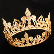(Golden White Diamond M012) Amerikansk kongelig bryllupsbrud Gulllegering Unisex Rund Krone Hårtilbehør Unikt Halloween-festparykk