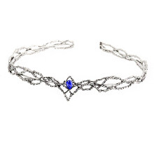(Antique Silver Blue Diamond) Hobbit Elf King Thranduil Złota Duża Okrągła Korona z Diamentami