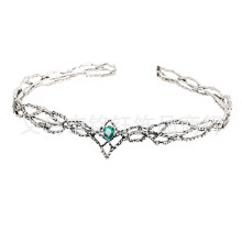 (Antique Silver Green Diamond) Hobbit Elf King Thranduil Złota Duża Okrągła Korona z Diamentami