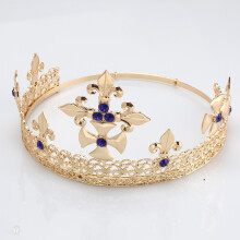 (Adjust the Blue Diamond) Zestaw koron metalowych męskich akcesoriów do włosów w kształcie królowej, unisex, korona księcia