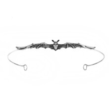 (Antique silver) Gotycka korona nietoperza ze stopu w stylu vintage, opaska na głowę na Halloween, dodatek do włosów dla mężczyzn i kobiet