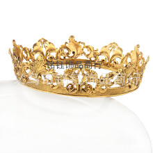 (Antique gold) Zestaw koron metalowych męskich akcesoriów do włosów w kształcie królowej, unisex, korona księcia