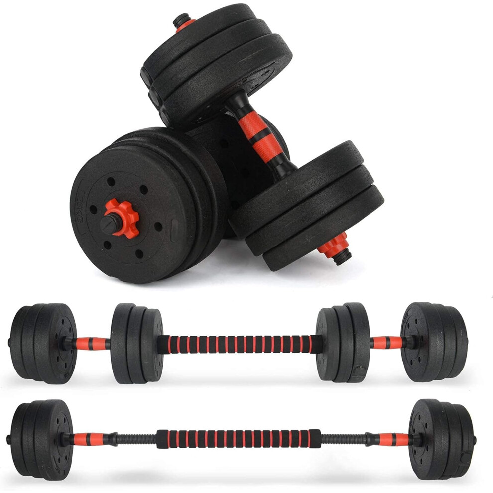 Photos - Barbells & Dumbbells M.J COMFY-LIFE 20KG Adjustable Dumbbell Set, 2-in-1 Dumbbell & Barbell with 40cm Connector Bar, PE Coated Cement Filled Weig