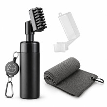 Xuza Golf Club Cleaner Brush with Built-in Water Spray & Golf Towel – Leakproof Tank, Bristle Head, 80cm Retractable Hook – Groove Cleaner & Golf