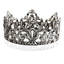 (19cm Gun Black Crown) Korona Królewska Męska Ozdoba Do Włosów Na Ceremonię Koronacji, Pozłacana, Stop Cynku, Pusta