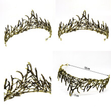 (Antique gold) Gothic Halloween King Crown Black Alloy Unisex Headband Party Accessories