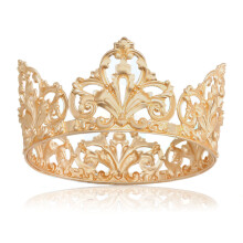 (19cm Golden Crown) Corona del Re, ornamento per capelli cavo in lega di zinco placcata oro, cerimonia di incoronazione maschile.