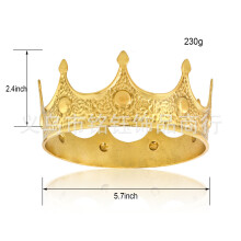 (Small Ancient Gold Crown) Klasyczna korona królewska, korona urodzinowa, korona księżniczki, galwanizowana metalowa, duża korona ślubna