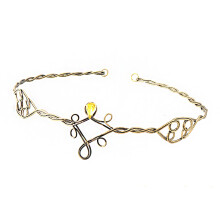 (Golden Yellow Diamond) Haarreif im Waldstil, gewebt aus Eisen, Damen, Vintage, Gold, eingelegt, bunte Diamanten, Kinderhaarreif, einfach zu tragen