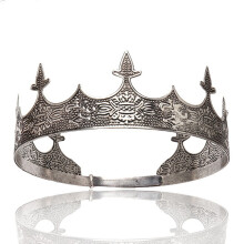 (Antique silver) Corona per adulti unisex in metallo, misura regolabile, accessorio per capelli versatile, idea regalo per feste.