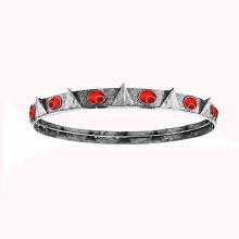 (Ancient Silver Red Cat's Eye Stone - 18.4cm) King's Crown Headpiece & Queen's Court Crown "Snow White and the Huntsman" Replica Set