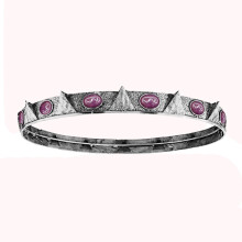 (Ancient Silver Purple Cat's Eye Stone - 16cm) Set replica della corona del re e della corona di corte della regina da "Biancaneve e il cacciatore"