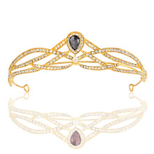 (Gold Gray Black Diamond) Wedding Bride Crown Crystal Zircon Princess Headpiece Elegant Hairband Birthday Party Hair Accessories