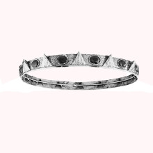 (Antique Silver Black Cat's Eye Stone - 18.4cm) King's Crown Headpiece & Queen's Court Crown "Snow White and the Huntsman" Replica Set