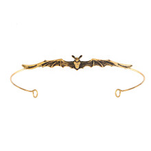 (Antique gold) Fascia per capelli vintage in lega con corona gotica a forma di pipistrello, accessorio per costume di Halloween per uomo e donna