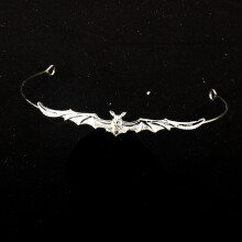 (Silver) Gotycka korona nietoperza ze stopu w stylu vintage, opaska na głowę na Halloween, dodatek do włosów dla mężczyzn i kobiet