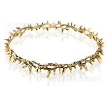 (Antique Gold Round Crown) Copricapo con corona di spine per anniversario, compleanno, San Valentino, Halloween, accessori per capelli personalizzati