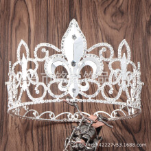 (Silver) Elegante corona di cristallo per uomo e donna – Copricapo regale in metallo per palcoscenico e spettacoli.