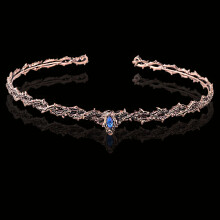 (Vintage Silver Blue Diamond) Średniowieczna gotycka korona cierniowa w kształcie szmaragdu, regulowana, zabytkowa ozdoba na głowę