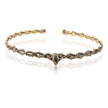 (Vintage Gold Black Diamond) Średniowieczna gotycka korona cierniowa w kształcie szmaragdu, regulowana, zabytkowa ozdoba na głowę