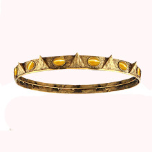 (Antique gold milk yellow champagne cat's eye stone - 16) Kongens kronehodeplagg og dronningens hoffkrone, replikasett «Snøhvit og jegeren»