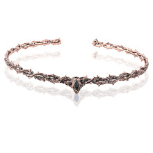 (Antique Copper Black Diamond) Średniowieczna gotycka korona cierniowa w kształcie szmaragdu, regulowana, zabytkowa ozdoba na głowę
