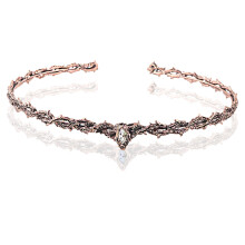 (Antique Copper White Diamond) Średniowieczna gotycka korona cierniowa w kształcie szmaragdu, regulowana, zabytkowa ozdoba na głowę
