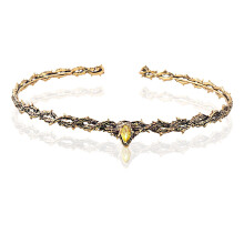 (Vintage Gold Yellow Diamond) Średniowieczna gotycka korona cierniowa w kształcie szmaragdu, regulowana, zabytkowa ozdoba na głowę