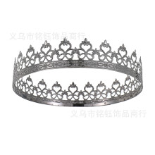 (Black) Europejska prosta korona księcia króla z żelaza i złota męska korona 3D Hollow Hair Accessory lekka i wygodna
