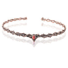 (Antique Copper Red Diamond) Mittelalterliche gotische Krone in Dornenform mit Smaragd-Einlagen, verstellbarer Vintage-Kopfschmuck