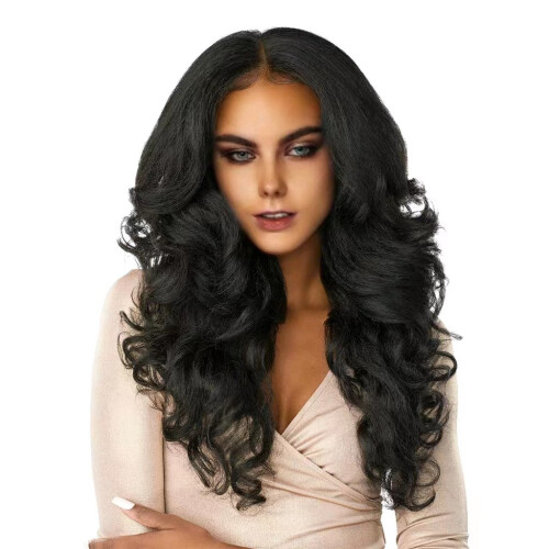 (Light pink, 18 inches) Long Middle Part Wavy Lace Front Wig