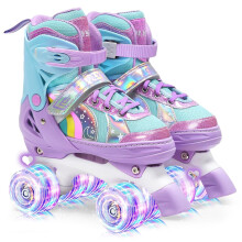 OLYSPM Kids Roller Skates for Girls Boys Pro 4-Size Adjustable, Roller boots With 8 Light Up Wheels, Beginner safe Children's Quad Skates - Ideal Chr